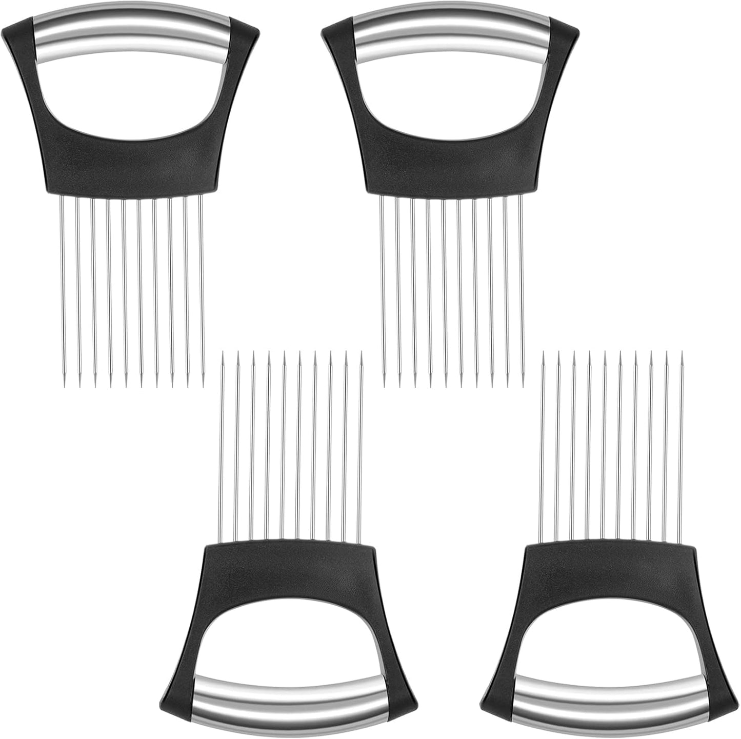 4 Pieces Onion Holder Slicer Stainless Steel Onion Cutter Holder Multifunction Food Slice Assistant Onion Holder for Slicing Onions Vegetables Meat Fruit