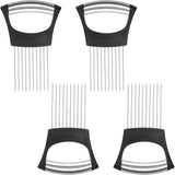 4 Pieces Onion Holder Slicer Stainless Steel Onion Cutter Holder Multifunction Food Slice Assistant Onion Holder for Slicing Onions Vegetables Meat Fruit