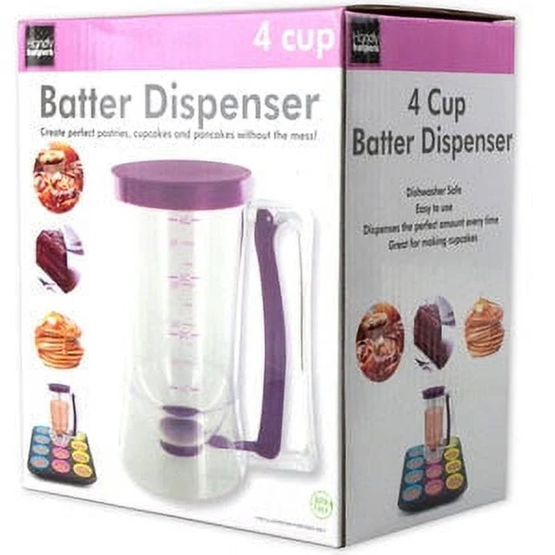 Kole -Pancake Batter Dispenser with Squeeze Handle Baking Kitchen Accessories 900Ml - Pink Plastic