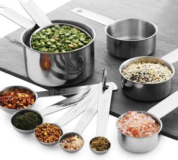 Stainless Steel Measuring Cups and Measuring Spoons 10Piece Set 5 Cups 5 Spoons