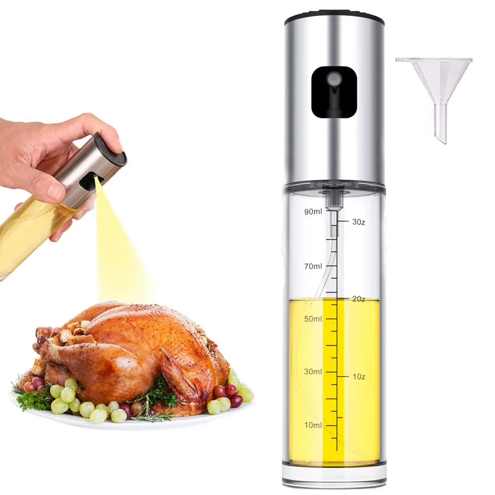 Olive Oil Dispenser Bottle 100Ml Olive Oil Spray Mister Glass Bottle for Salad, BBQ, Baking, Roasting Kitchen Cooking Essentials