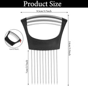 4 Pieces Onion Holder Slicer Stainless Steel Onion Cutter Holder Multifunction Food Slice Assistant Onion Holder for Slicing Onions Vegetables Meat Fruit