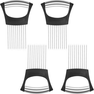 4 Pieces Onion Holder Slicer Stainless Steel Onion Cutter Holder Multifunction Food Slice Assistant Onion Holder for Slicing Onions Vegetables Meat Fruit