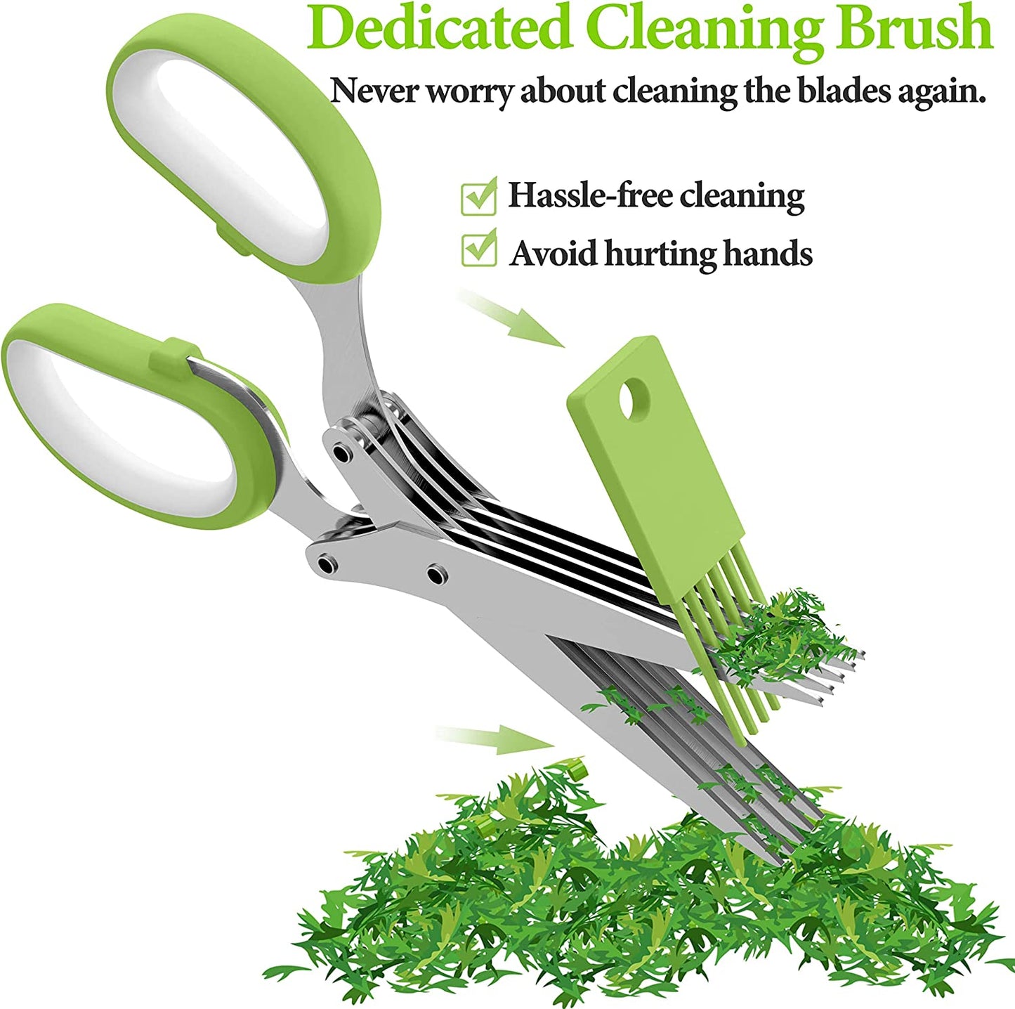 2025 Upgraded Herb Scissors, Effortless Herb Shears Cutter Tool with Sharp Stainless Steel Blades for Fresh Herbs, Must-Have Kitchen & Cooking Gadget, Green
