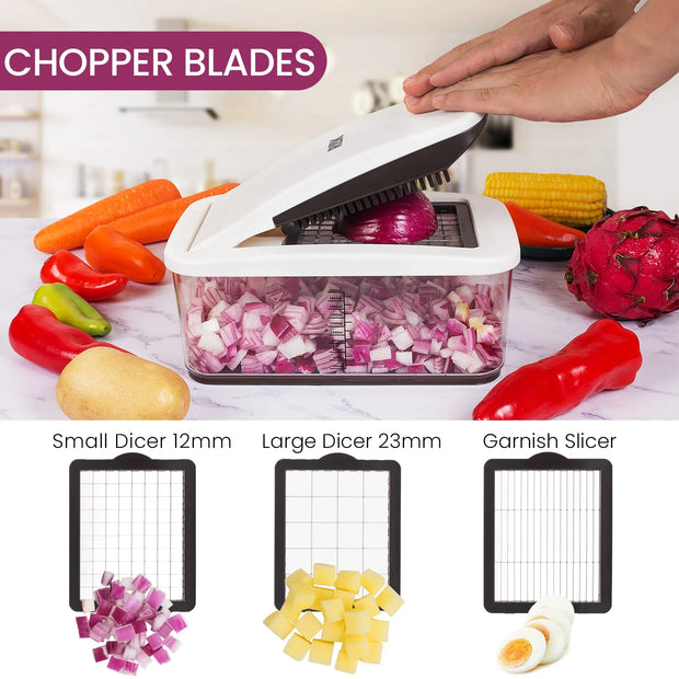 Vegetable Chopper, Extra Large Pro Food Chopper with 2.6-Quart Container & E-Recipes, Multi 10-In-1 Onion Chopper Vegetable Cutter