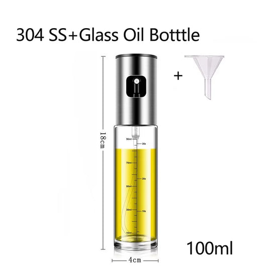 Olive Oil Dispenser Bottle 100Ml Olive Oil Spray Mister Glass Bottle for Salad, BBQ, Baking, Roasting Kitchen Cooking Essentials
