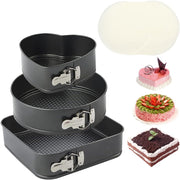 Springform Pan Set 3 Pieces/Set, Heart-Shaped & round &Square Pan, Detachable, Non-Stick, Baking Chesecake Pans Set for Baker and Baking Enthusiast