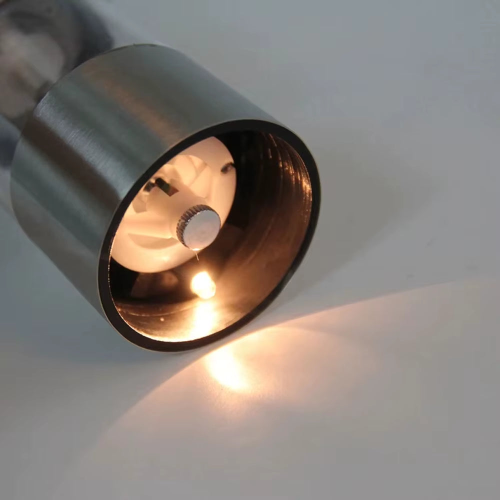 Stainless Steel Electric Automatic Salt Pepper Spice Grinder Mill Adjustable Coarseness Battery Operated with LED Light