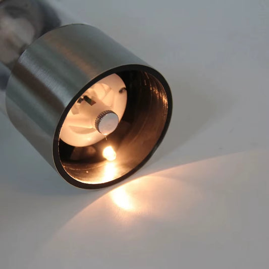 Stainless Steel Electric Automatic Salt Pepper Spice Grinder Mill Adjustable Coarseness Battery Operated with LED Light