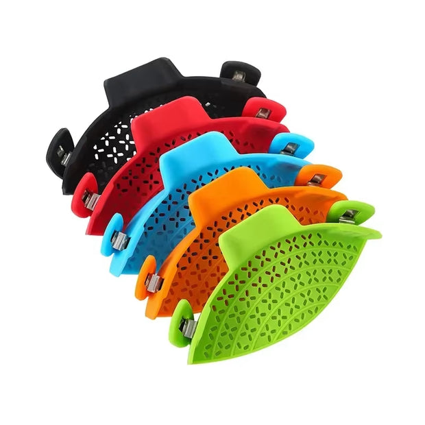 Universal Silicone Clip-On Pan Pot Strainer Anti-Spill Pasta Pot Strainer Food Grade Rice Fruit Colander Strainer Kitchen Items