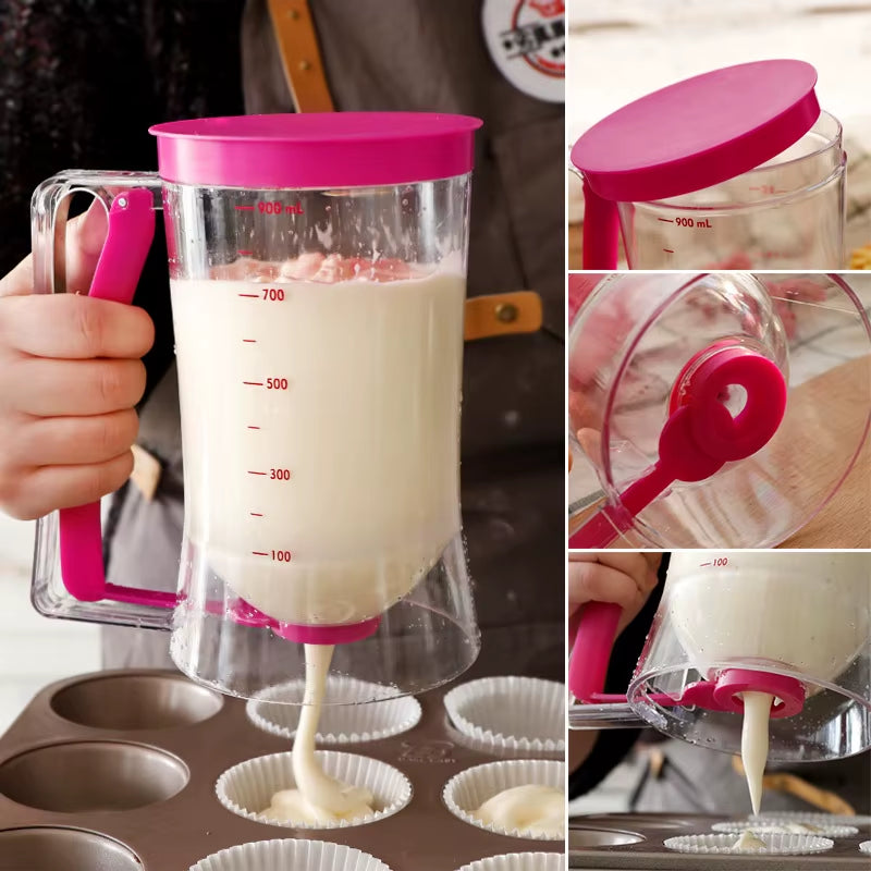 900Ml Batter Dispenser Baking Flour Paste Dispenser for Pancake Cupcakes Cake Muffins Measuring Funnel Pastry Dough Dispensador
