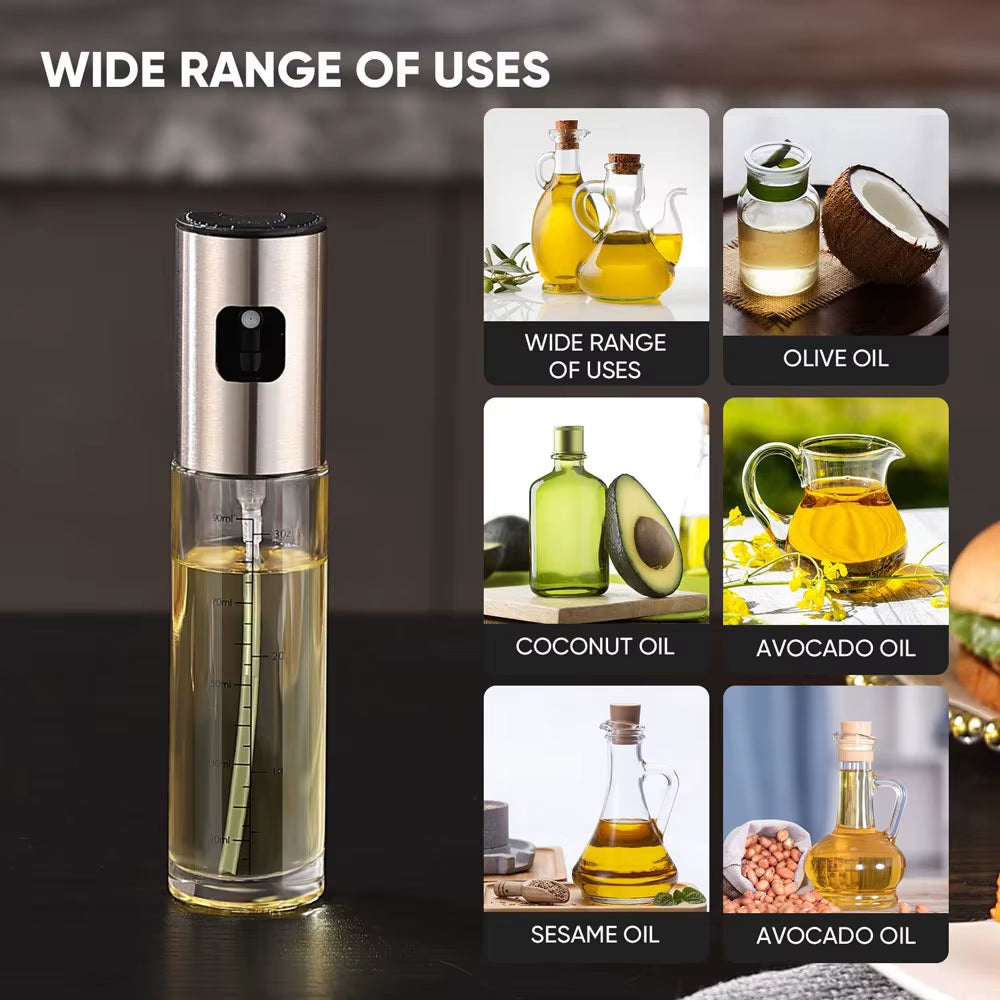 Olive Oil Dispenser Bottle 100Ml Olive Oil Spray Mister Glass Bottle for Salad, BBQ, Baking, Roasting Kitchen Cooking Essentials