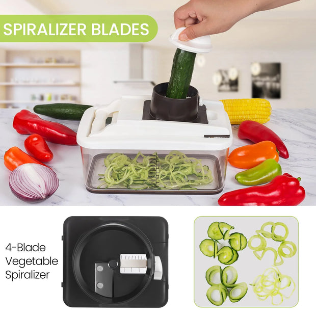 Vegetable Chopper, Extra Large Pro Food Chopper with 2.6-Quart Container & E-Recipes, Multi 10-In-1 Onion Chopper Vegetable Cutter