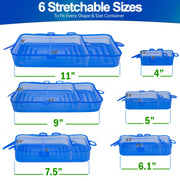 Stretch Lids Silicone Food Storage Container Lids - Reusable Rectangular 6-Pack - Leak-Proof & Eco-Friendly Covers for Fresh Food Storage in Plastic Containers, Jars, Bins, Cups & Mason Bowls - White