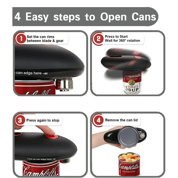 Electric Can Opener,Auto Electric Can Opener,No Sharp Edge a Simple Push of Button - Automatic,Can Opener Electric for Seniors,Kitchen，Home，Restaurant Fits Almost Any Can Size