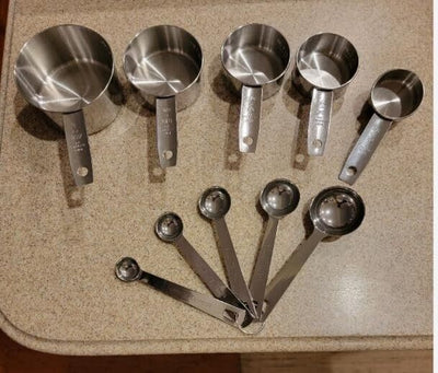 Stainless Steel Measuring Cups and Measuring Spoons 10Piece Set 5 Cups 5 Spoons
