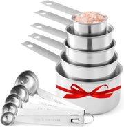 Stainless Steel Measuring Cups and Measuring Spoons 10Piece Set 5 Cups 5 Spoons