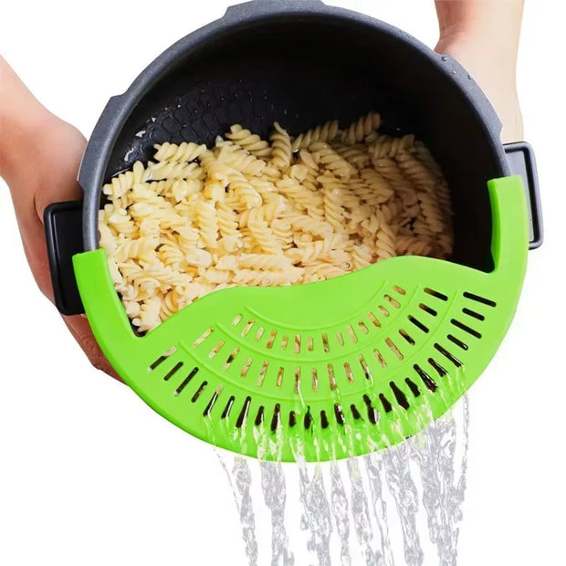 Universal Silicone Clip-On Pan Pot Strainer Anti-Spill Pasta Pot Strainer Food Grade Rice Fruit Colander Strainer Kitchen Items