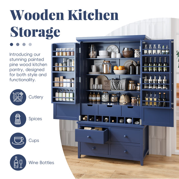 Freestanding Large Kitchen Pantry Wooden Kitchen Storage Cabinet