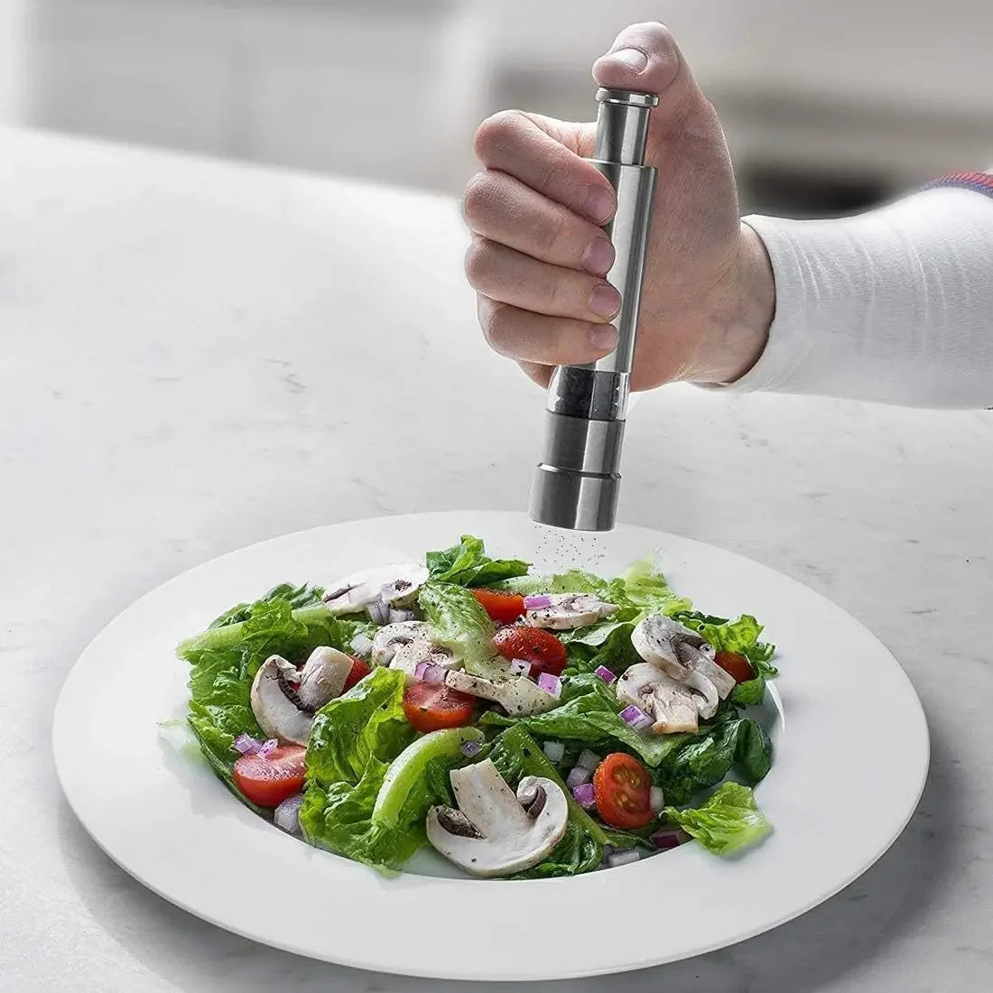 1pc-Manual Black Pepper Stainless Steel Grinder, Manual Stainless Steel Grinder, Kitchen Utensils Artifacts Artificial Seasoning