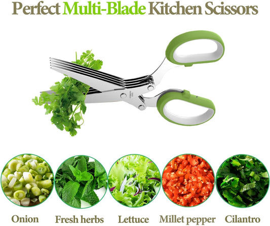 2025 Upgraded Herb Scissors, Effortless Herb Shears Cutter Tool with Sharp Stainless Steel Blades for Fresh Herbs, Must-Have Kitchen & Cooking Gadget, Green