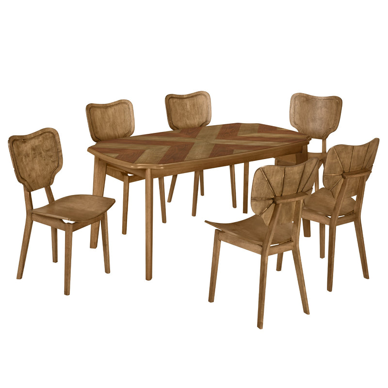 Vintage 7-Piece Dining Table Set with 6 Dining Chairs,Kitchen Table