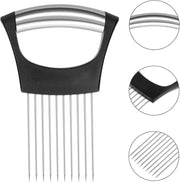 4 Pieces Onion Holder Slicer Stainless Steel Onion Cutter Holder Multifunction Food Slice Assistant Onion Holder for Slicing Onions Vegetables Meat Fruit