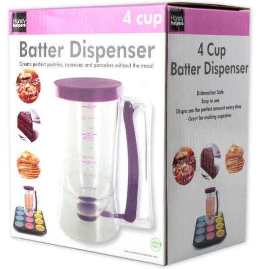 Kole -Pancake Batter Dispenser with Squeeze Handle Baking Kitchen Accessories 900Ml - Pink Plastic