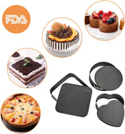 Springform Pan Set 3 Pieces/Set, Heart-Shaped & round &Square Pan, Detachable, Non-Stick, Baking Chesecake Pans Set for Baker and Baking Enthusiast