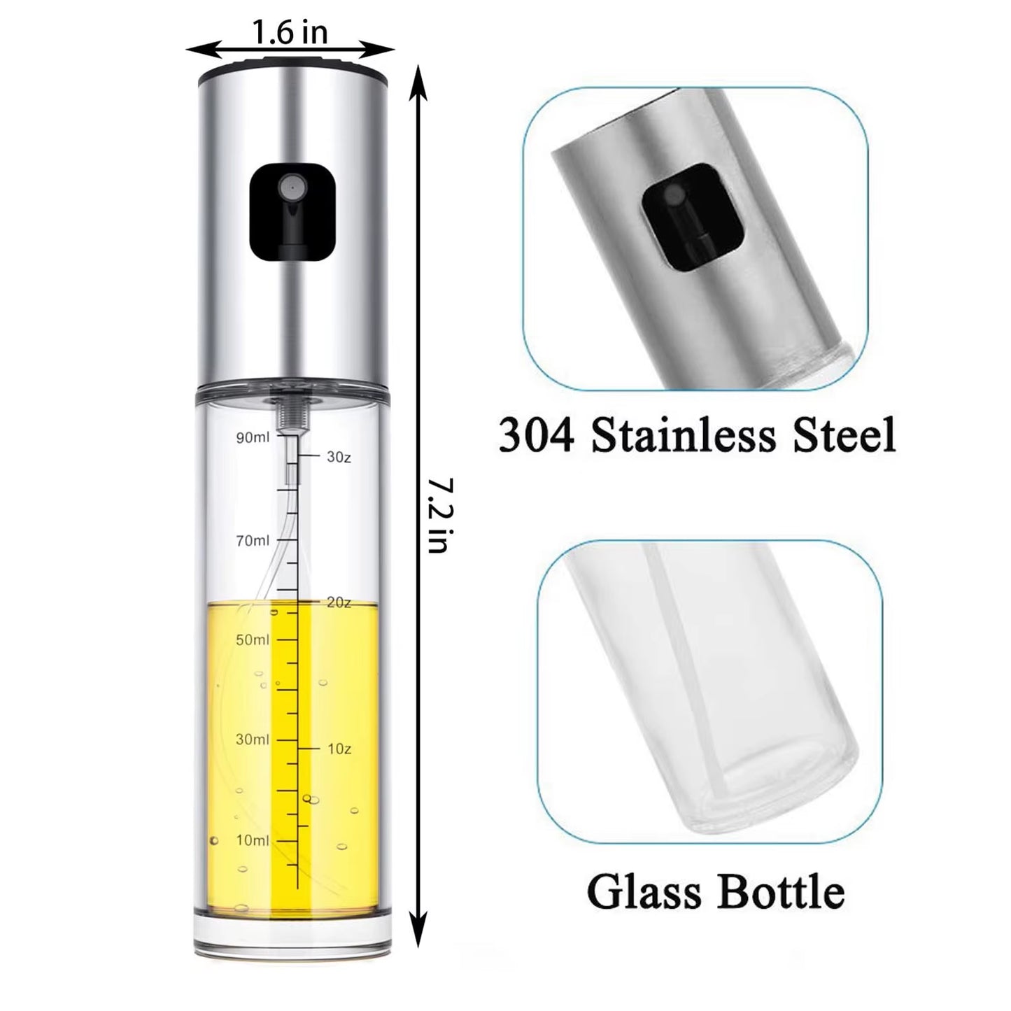 Olive Oil Dispenser Bottle 100Ml Olive Oil Spray Mister Glass Bottle for Salad, BBQ, Baking, Roasting Kitchen Cooking Essentials