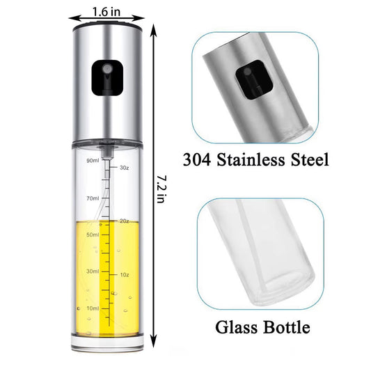 Olive Oil Dispenser Bottle 100Ml Olive Oil Spray Mister Glass Bottle for Salad, BBQ, Baking, Roasting Kitchen Cooking Essentials