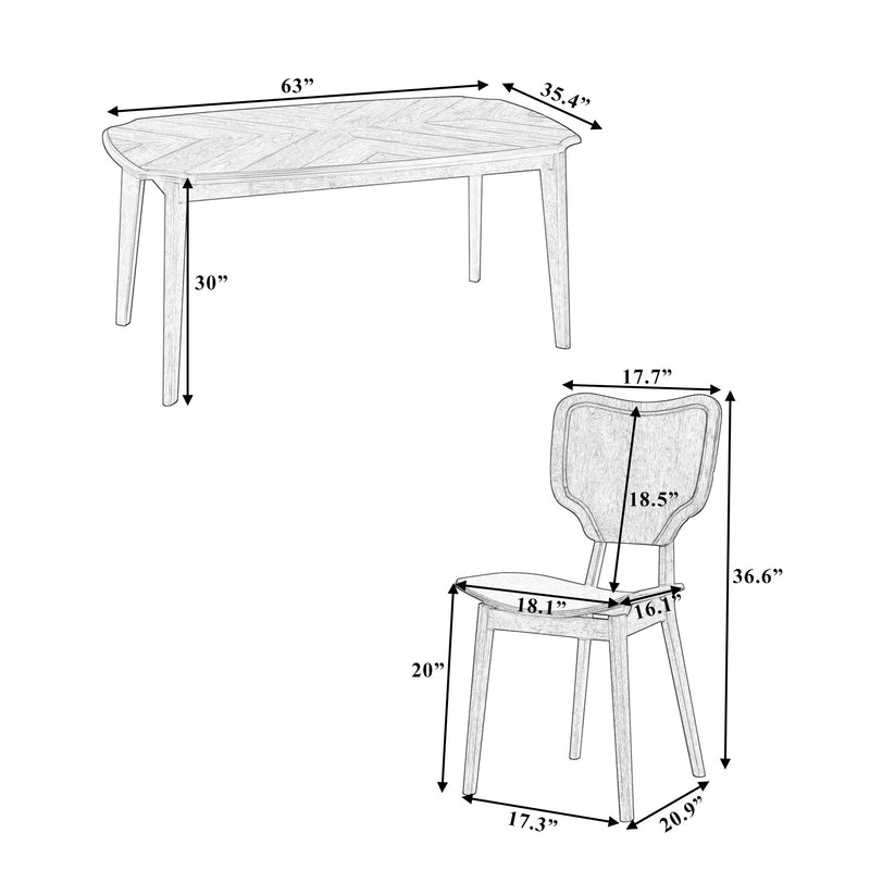 Vintage 7-Piece Dining Table Set with 6 Dining Chairs,Kitchen Table