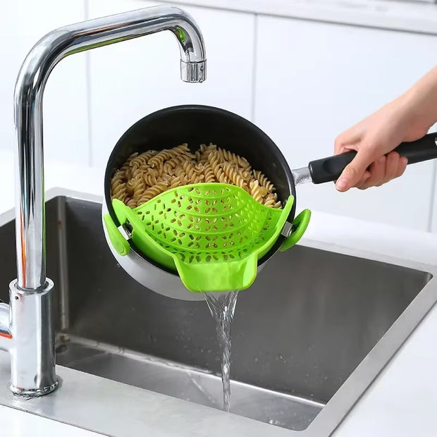 Universal Silicone Clip-On Pan Pot Strainer Anti-Spill Pasta Pot Strainer Food Grade Rice Fruit Colander Strainer Kitchen Items